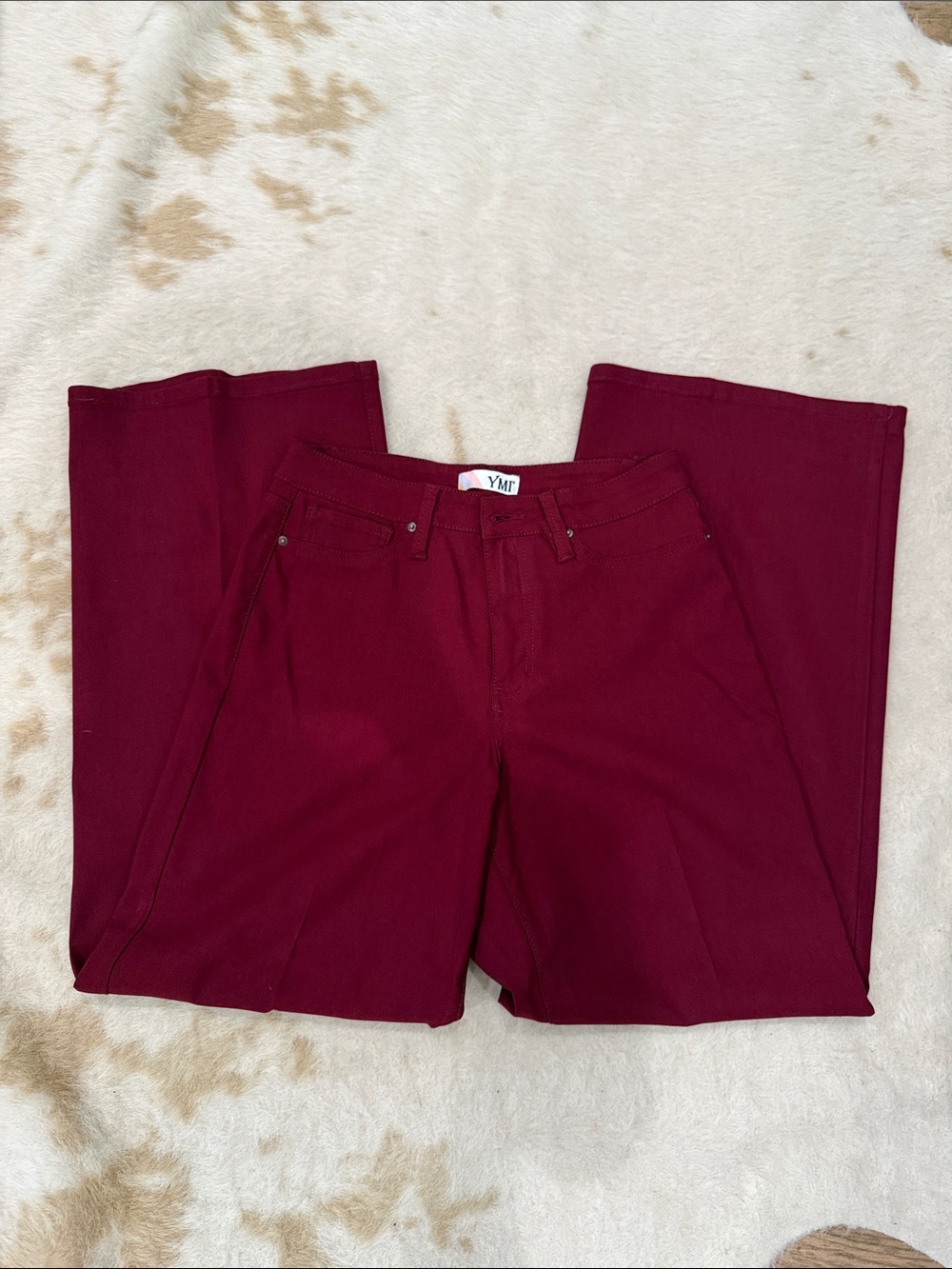 YMI Women's Maroon Wide Leg Pants